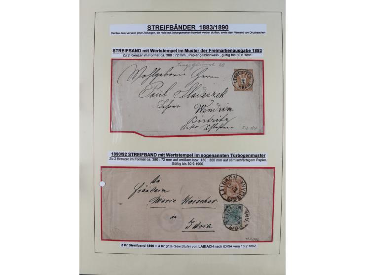 1885/99, umfangreiche Krain Briefsammlung mit über 140 Briefen und Karten, viele Mehrfach- und Mischfrankaturen sowie weitere