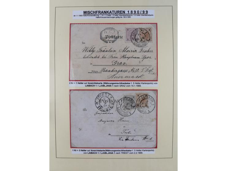 1885/99, umfangreiche Krain Briefsammlung mit über 140 Briefen und Karten, viele Mehrfach- und Mischfrankaturen sowie weitere