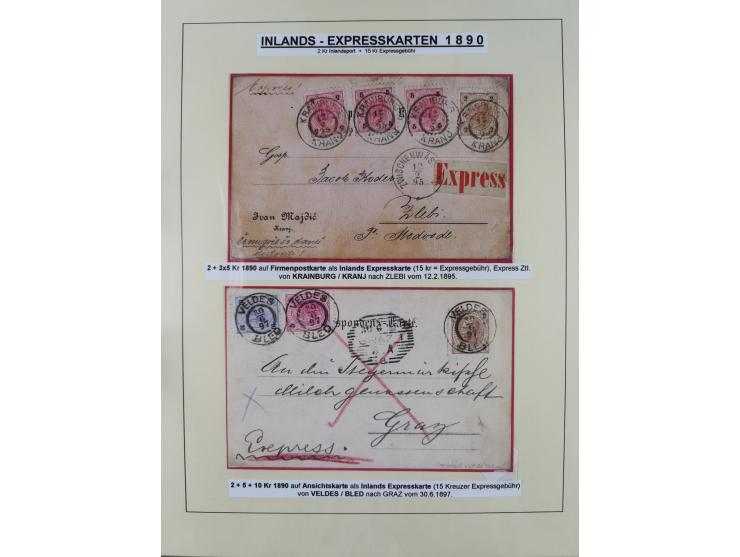 1885/99, umfangreiche Krain Briefsammlung mit über 140 Briefen und Karten, viele Mehrfach- und Mischfrankaturen sowie weitere