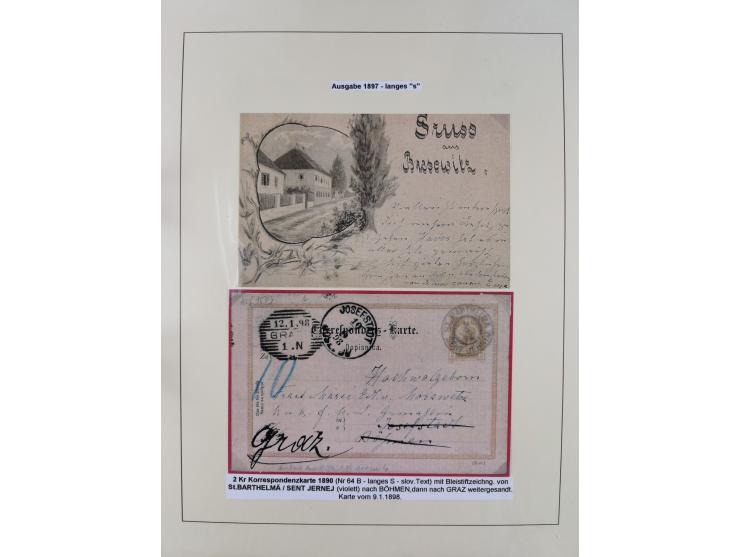 1885/99, umfangreiche Krain Briefsammlung mit über 140 Briefen und Karten, viele Mehrfach- und Mischfrankaturen sowie weitere