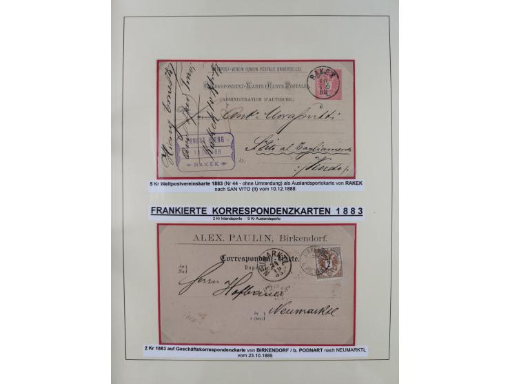 1885/99, umfangreiche Krain Briefsammlung mit über 140 Briefen und Karten, viele Mehrfach- und Mischfrankaturen sowie weitere