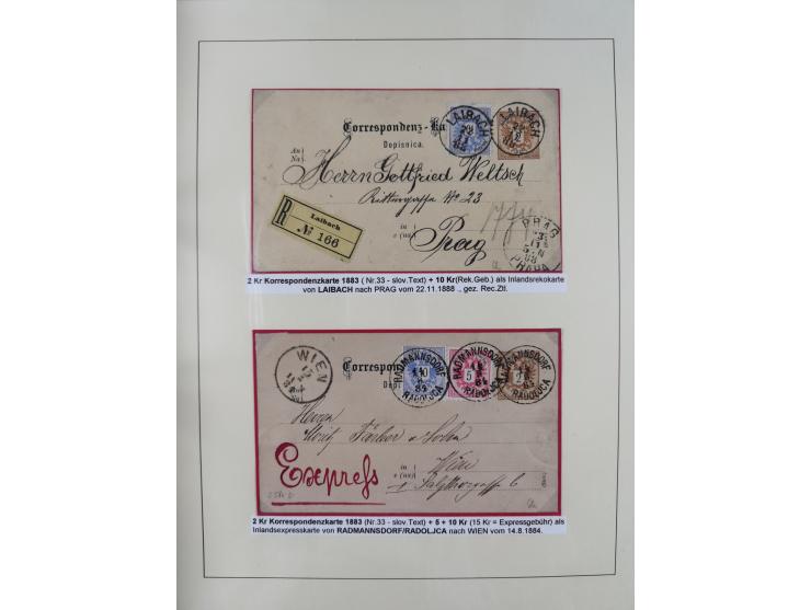 1885/99, umfangreiche Krain Briefsammlung mit über 140 Briefen und Karten, viele Mehrfach- und Mischfrankaturen sowie weitere