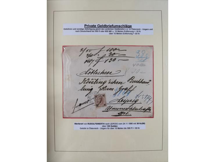 1885/99, umfangreiche Krain Briefsammlung mit über 140 Briefen und Karten, viele Mehrfach- und Mischfrankaturen sowie weitere