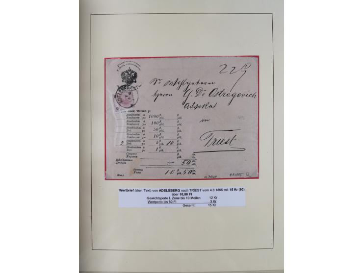 1885/99, umfangreiche Krain Briefsammlung mit über 140 Briefen und Karten, viele Mehrfach- und Mischfrankaturen sowie weitere