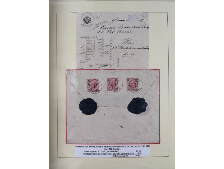1885/99, umfangreiche Krain Briefsammlung mit über 140 Briefen und Karten, viele Mehrfach- und Mischfrankaturen sowie weitere