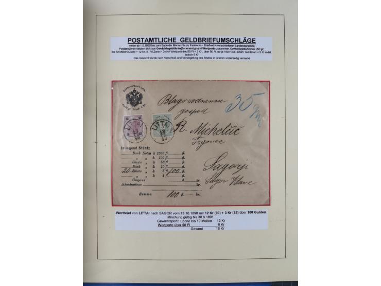 1885/99, umfangreiche Krain Briefsammlung mit über 140 Briefen und Karten, viele Mehrfach- und Mischfrankaturen sowie weitere
