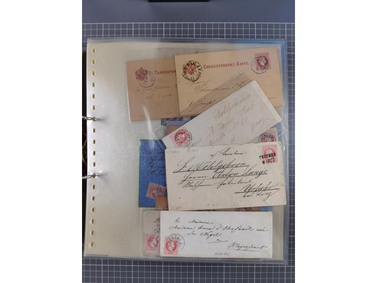 1850/95 (ca.), umfangreiche Stempelsammlung mit über 150 Briefen und Karten, Schwerpunkt Farbstempeln, dabei u.a. Mi.-Nr. 4X 