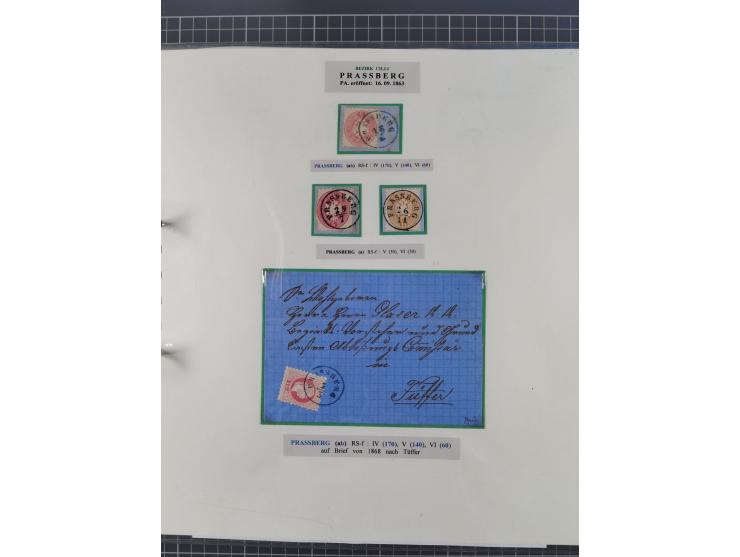 1850/95 (ca.), umfangreiche Stempelsammlung mit über 150 Briefen und Karten, Schwerpunkt Farbstempeln, dabei u.a. Mi.-Nr. 4X 