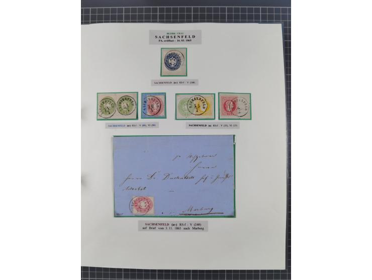 1850/95 (ca.), umfangreiche Stempelsammlung mit über 150 Briefen und Karten, Schwerpunkt Farbstempeln, dabei u.a. Mi.-Nr. 4X 