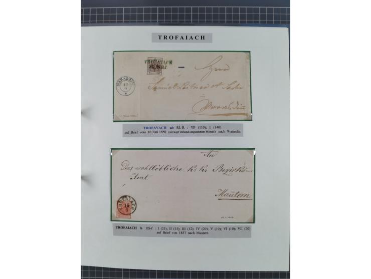 1850/95 (ca.), umfangreiche Stempelsammlung mit über 150 Briefen und Karten, Schwerpunkt Farbstempeln, dabei u.a. Mi.-Nr. 4X 