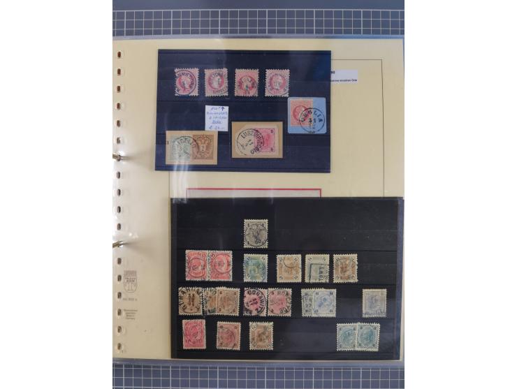 1850/95 (ca.), umfangreiche Stempelsammlung mit über 150 Briefen und Karten, Schwerpunkt Farbstempeln, dabei u.a. Mi.-Nr. 4X 
