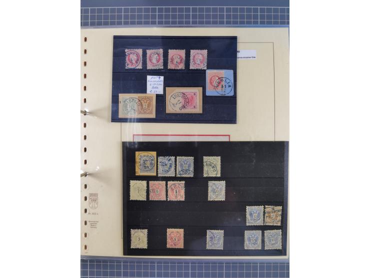 1850/95 (ca.), umfangreiche Stempelsammlung mit über 150 Briefen und Karten, Schwerpunkt Farbstempeln, dabei u.a. Mi.-Nr. 4X 