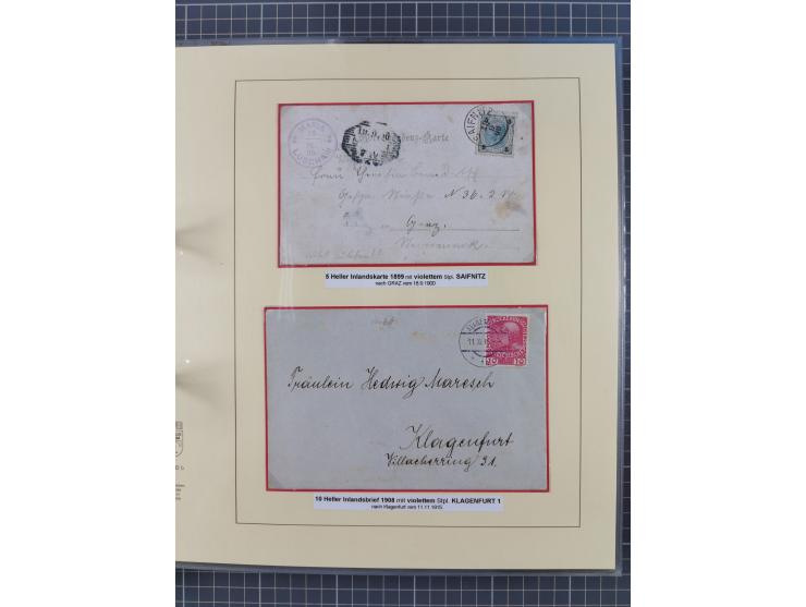 1850/95 (ca.), umfangreiche Stempelsammlung mit über 150 Briefen und Karten, Schwerpunkt Farbstempeln, dabei u.a. Mi.-Nr. 4X 