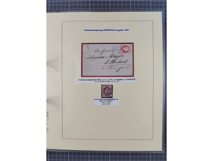 1850/95 (ca.), umfangreiche Stempelsammlung mit über 150 Briefen und Karten, Schwerpunkt Farbstempeln, dabei u.a. Mi.-Nr. 4X 