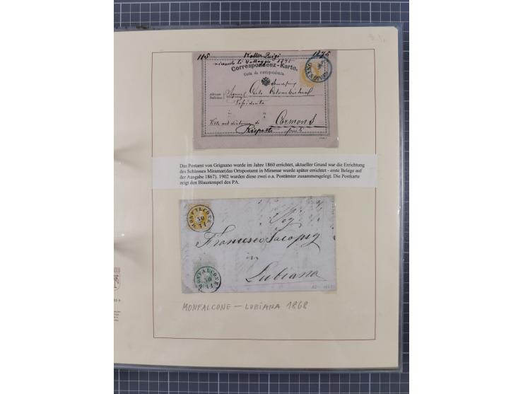 1850/95 (ca.), umfangreiche Stempelsammlung mit über 150 Briefen und Karten, Schwerpunkt Farbstempeln, dabei u.a. Mi.-Nr. 4X 