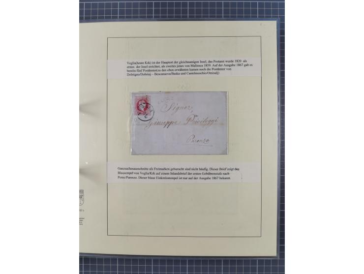 1850/95 (ca.), umfangreiche Stempelsammlung mit über 150 Briefen und Karten, Schwerpunkt Farbstempeln, dabei u.a. Mi.-Nr. 4X 