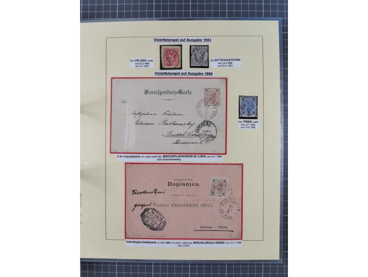 1850/95 (ca.), umfangreiche Stempelsammlung mit über 150 Briefen und Karten, Schwerpunkt Farbstempeln, dabei u.a. Mi.-Nr. 4X 