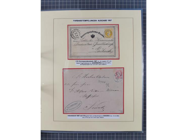 1850/95 (ca.), umfangreiche Stempelsammlung mit über 150 Briefen und Karten, Schwerpunkt Farbstempeln, dabei u.a. Mi.-Nr. 4X 