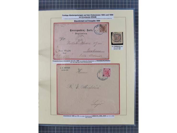 1850/95 (ca.), umfangreiche Stempelsammlung mit über 150 Briefen und Karten, Schwerpunkt Farbstempeln, dabei u.a. Mi.-Nr. 4X 