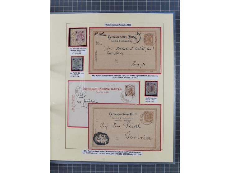 1850/95 (ca.), umfangreiche Stempelsammlung mit über 150 Briefen und Karten, Schwerpunkt Farbstempeln, dabei u.a. Mi.-Nr. 4X 