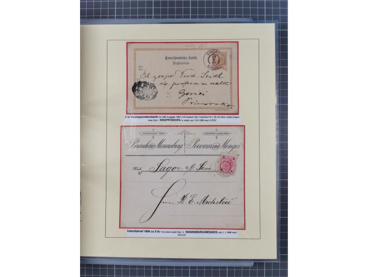 1850/95 (ca.), umfangreiche Stempelsammlung mit über 150 Briefen und Karten, Schwerpunkt Farbstempeln, dabei u.a. Mi.-Nr. 4X 