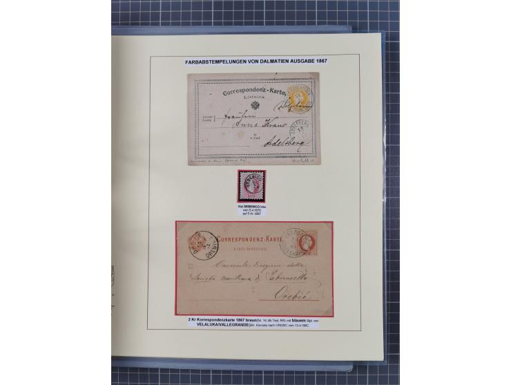 1850/95 (ca.), umfangreiche Stempelsammlung mit über 150 Briefen und Karten, Schwerpunkt Farbstempeln, dabei u.a. Mi.-Nr. 4X 