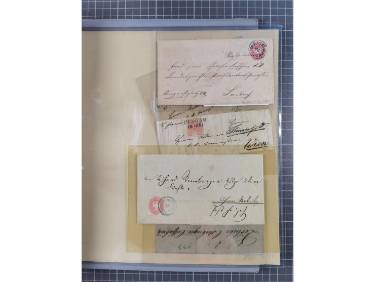 1850/95 (ca.), umfangreiche Stempelsammlung mit über 150 Briefen und Karten, Schwerpunkt Farbstempeln, dabei u.a. Mi.-Nr. 4X 