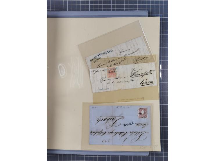 1850/95 (ca.), umfangreiche Stempelsammlung mit über 150 Briefen und Karten, Schwerpunkt Farbstempeln, dabei u.a. Mi.-Nr. 4X 