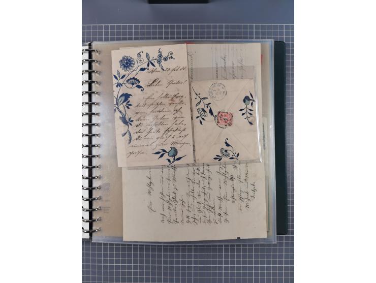 1858/1919 (ca.), interessante Zierbriefsammlung mit über 100 Briefen und Karten, dabei Firmenbriefe und Privatganzsachen, meh
