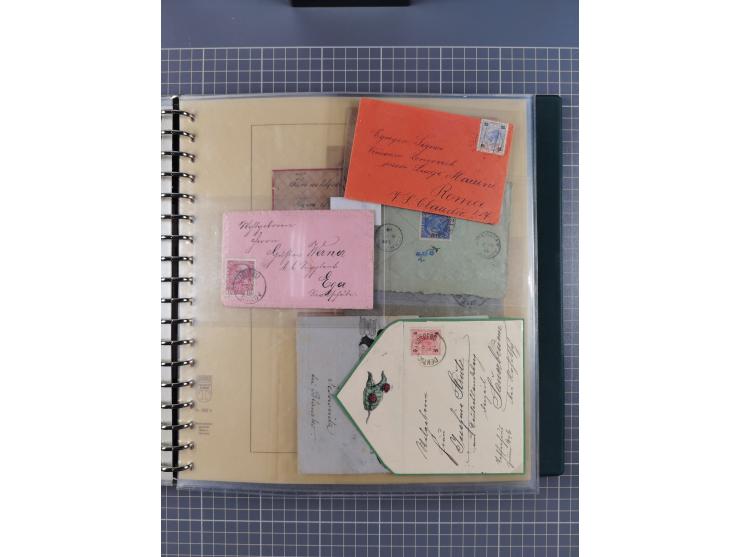 1858/1919 (ca.), interessante Zierbriefsammlung mit über 100 Briefen und Karten, dabei Firmenbriefe und Privatganzsachen, meh