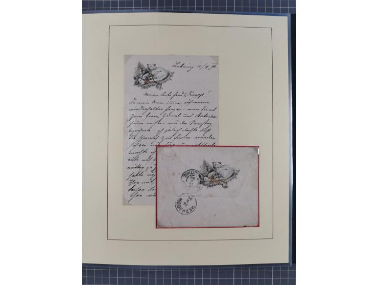 1858/1919 (ca.), interessante Zierbriefsammlung mit über 100 Briefen und Karten, dabei Firmenbriefe und Privatganzsachen, meh