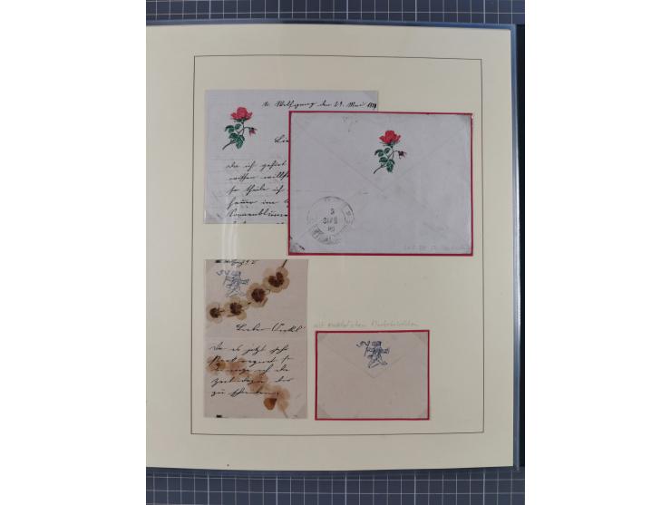 1858/1919 (ca.), interessante Zierbriefsammlung mit über 100 Briefen und Karten, dabei Firmenbriefe und Privatganzsachen, meh