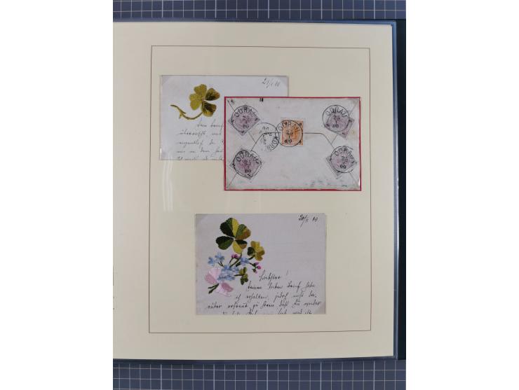 1858/1919 (ca.), interessante Zierbriefsammlung mit über 100 Briefen und Karten, dabei Firmenbriefe und Privatganzsachen, meh