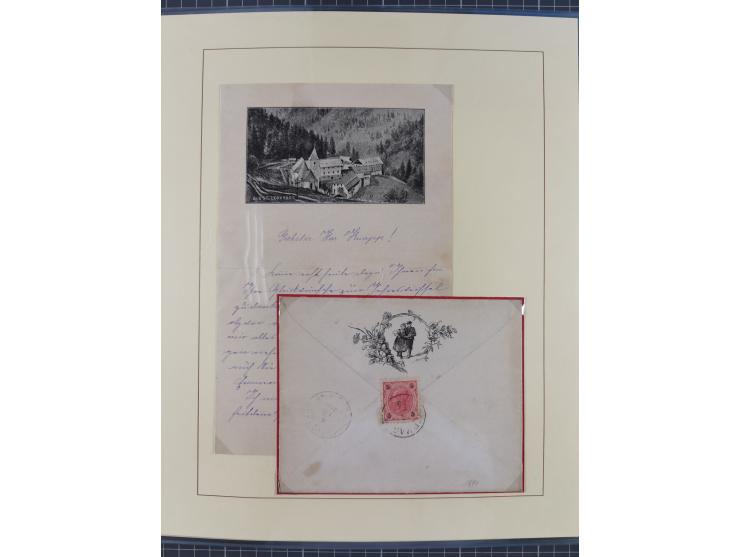 1858/1919 (ca.), interessante Zierbriefsammlung mit über 100 Briefen und Karten, dabei Firmenbriefe und Privatganzsachen, meh