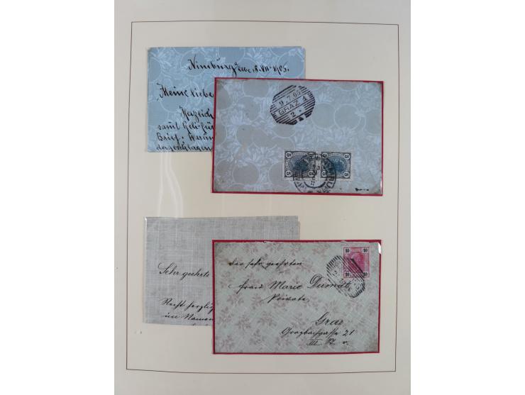 1858/1919 (ca.), interessante Zierbriefsammlung mit über 100 Briefen und Karten, dabei Firmenbriefe und Privatganzsachen, meh