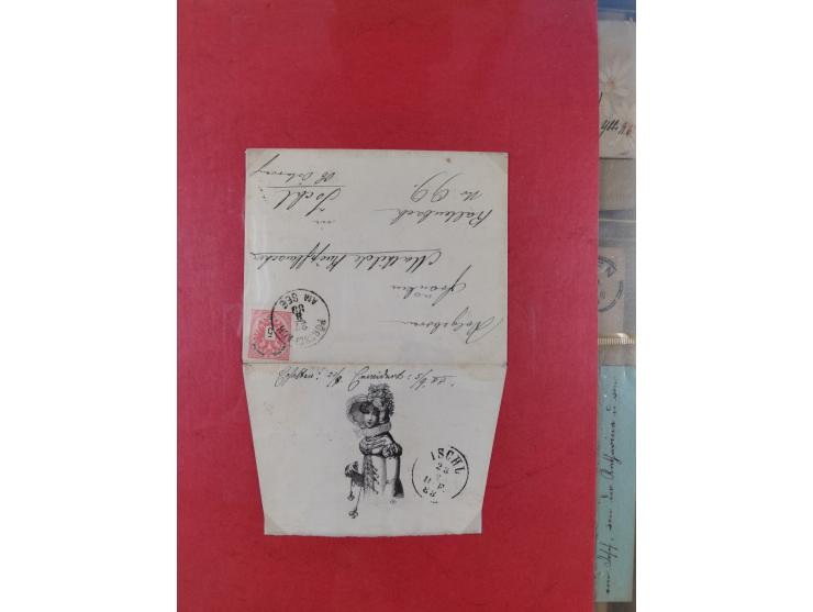 1858/1919 (ca.), interessante Zierbriefsammlung mit über 100 Briefen und Karten, dabei Firmenbriefe und Privatganzsachen, meh