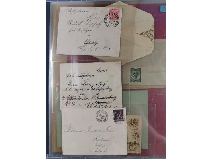 1858/1919 (ca.), interessante Zierbriefsammlung mit über 100 Briefen und Karten, dabei Firmenbriefe und Privatganzsachen, meh