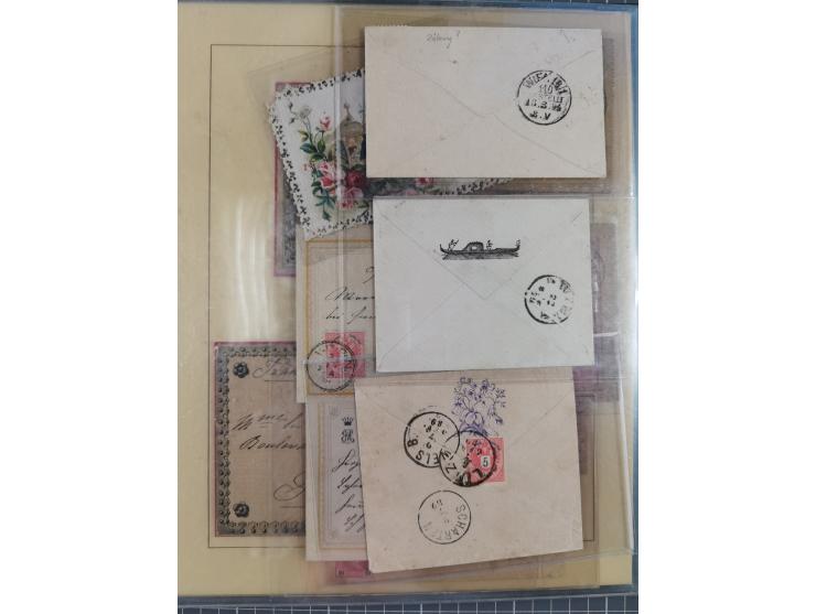 1858/1919 (ca.), interessante Zierbriefsammlung mit über 100 Briefen und Karten, dabei Firmenbriefe und Privatganzsachen, meh