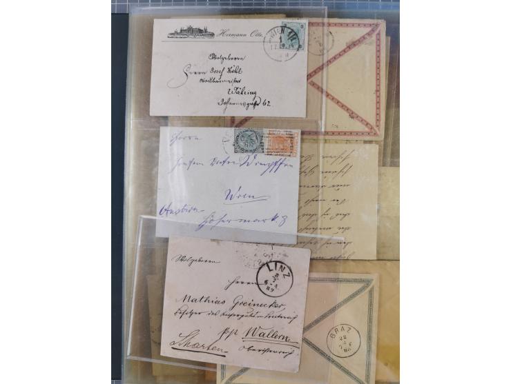 1858/1919 (ca.), interessante Zierbriefsammlung mit über 100 Briefen und Karten, dabei Firmenbriefe und Privatganzsachen, meh