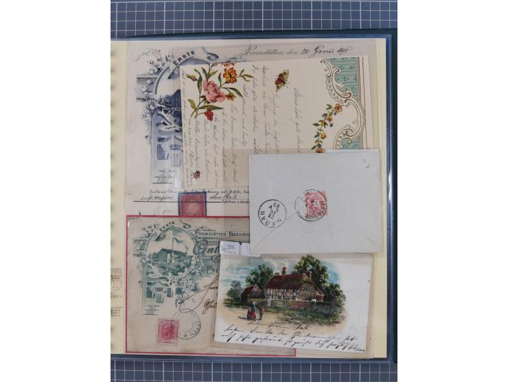 1858/1919 (ca.), interessante Zierbriefsammlung mit über 100 Briefen und Karten, dabei Firmenbriefe und Privatganzsachen, meh