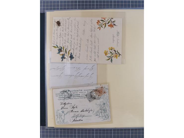 1858/1919 (ca.), interessante Zierbriefsammlung mit über 100 Briefen und Karten, dabei Firmenbriefe und Privatganzsachen, meh