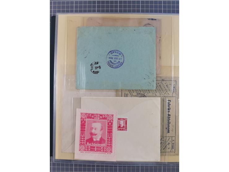 1858/1919 (ca.), interessante Zierbriefsammlung mit über 100 Briefen und Karten, dabei Firmenbriefe und Privatganzsachen, meh