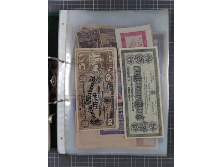 ALLE WELT: 1898/1984 ca., über 300 Banknoten, u.a Deutsches Reich, sowie Notgeld, II-III
