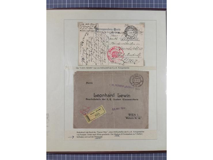 1901/18, Kriegsmarine Schiffspost, reichhaltige Ausstellungs-Sammlung mit über 80 Briefen und Karten, bessere Stücke dabei mi