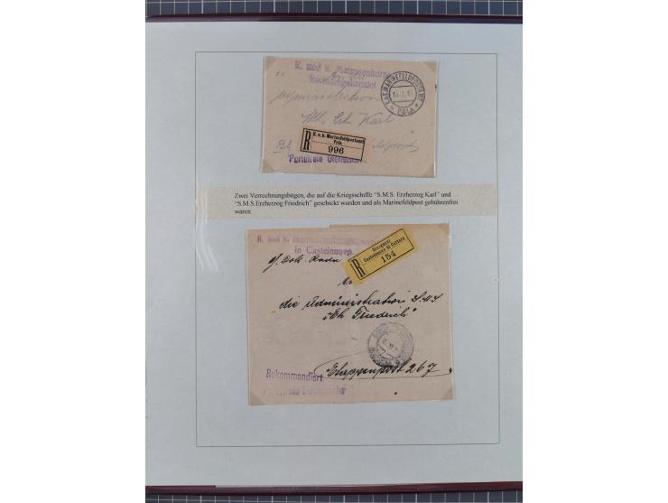 1901/18, Kriegsmarine Schiffspost, reichhaltige Ausstellungs-Sammlung mit über 80 Briefen und Karten, bessere Stücke dabei mi
