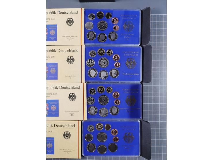 BRD: 2000/01, Kurmünzensätze aller 5 Prägestätten, Spiegelglanz