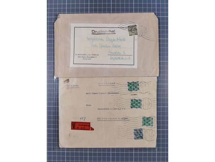 1948, über 120 Briefe und Karten mit Band/Netz-Frankaturen inkl. vieler Einzel- und Mehrfachfrankaturen, dabei bessere Franka