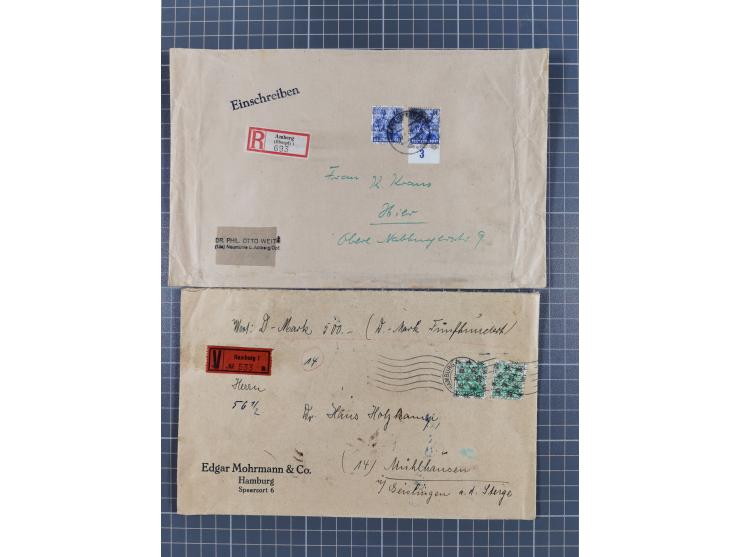 1948, über 120 Briefe und Karten mit Band/Netz-Frankaturen inkl. vieler Einzel- und Mehrfachfrankaturen, dabei bessere Franka