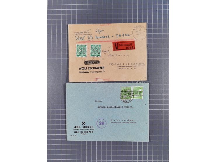 1948, über 120 Briefe und Karten mit Band/Netz-Frankaturen inkl. vieler Einzel- und Mehrfachfrankaturen, dabei bessere Franka