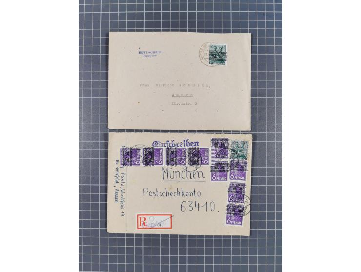 1948, über 120 Briefe und Karten mit Band/Netz-Frankaturen inkl. vieler Einzel- und Mehrfachfrankaturen, dabei bessere Franka